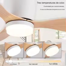 Ventilador de Techo WOOX - Madera, Luz LED y Mando a Distancia