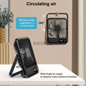 Ventilador de Escritorio Portátil WOOX - USB Recargable, Plegable 180°, 5 Velocidades