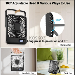 Ventilador de Escritorio Portátil WOOX - USB Recargable, Plegable 180°, 5 Velocidades