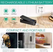 Selladora de Bolsas Portátil WOOX - 2 en 1 con Cortador, Recargable USB